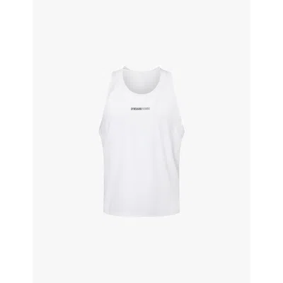 Gymshark Mens Gs White Running Logo-print Stretch-woven Tank Top