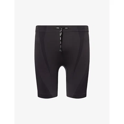 Gymshark Mens Gs Black/gs Onyx Grey Seamless Half-tight Stretch-woven Running Shorts