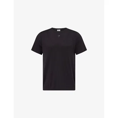 Gymshark Mens Gs Black Slim-fit Seamless Stretch-woven Running T-shirt