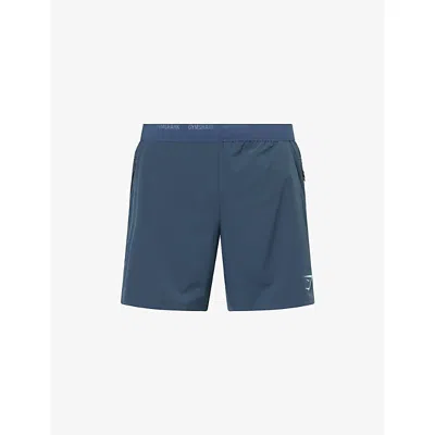 Gymshark Mens Gs Stealth Blue Sport Hybrid Logo-print Woven Shorts