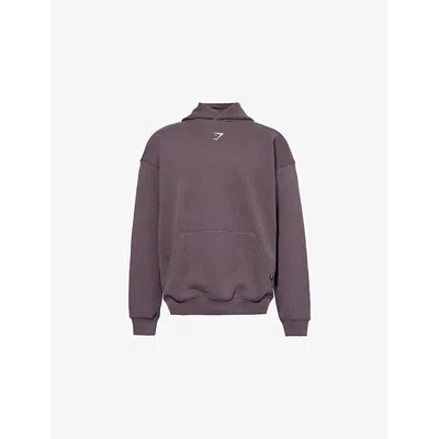 Gymshark Mens Strength Department Animal Oversized Cotton-jersey Hoody Gs Greyed Purple