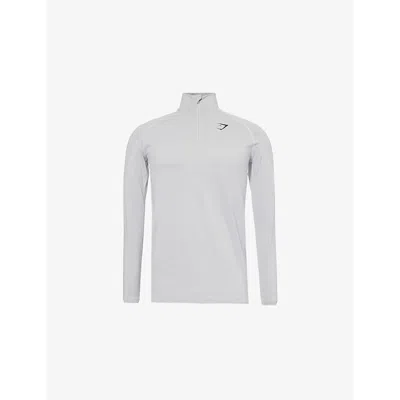 Gymshark Mens Light Grey Vital Seamless 1/4 Zip Stretch-woven Top Xs
