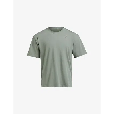 Gymshark Mens Power Logo-print Stretch-cotton T-shirt Gs Unit Green