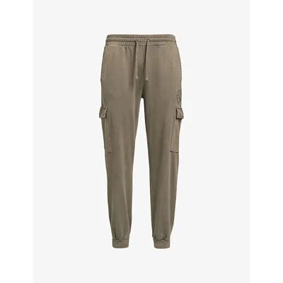 Gymshark Mens  Premium Legacy Cargo Cotton-jersey Jogging Bottoms In Gs Camo Brown/pigment Dy