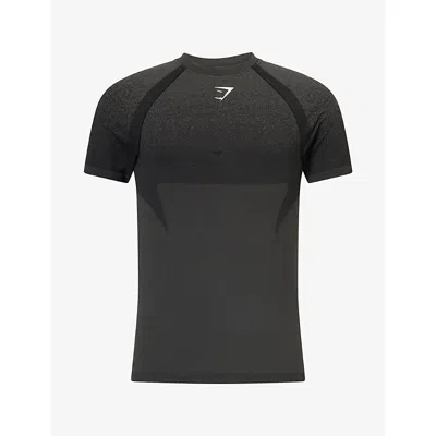 Gymshark Mens Shadow Seamless Muscle-fit Stretch-woven T-shirt Gs Black Xs