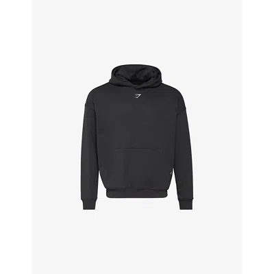 Gymshark Mens Shark Attack Relaxed-fit Cotton-jersey Hoody Gs Black