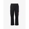 Gymshark Mens Shark Text-print Relaxed Cotton-jersey Jogging Bottoms Gs Black In Gs Black