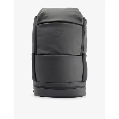 Gymshark Mens Black Sleek Faux-leather Backpack