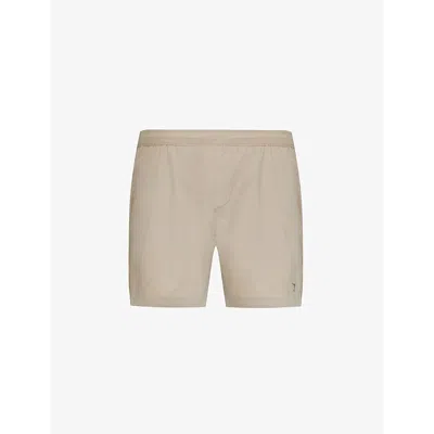 Gymshark Mens Sand Brown Studio Logo-print Stretch-woven Shorts