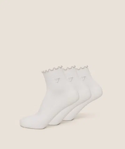 Gymshark Midi Frill Socks 3pk In White