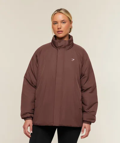 Gymshark Oversized Puffer Jacket In Brown