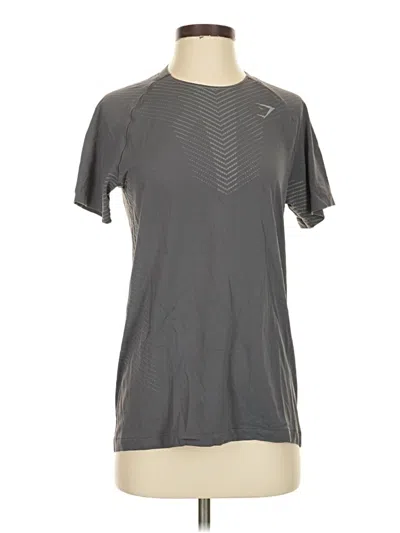 Pre-owned Gymshark Short Sleeve Top Gray Keyhole Neckline Tops