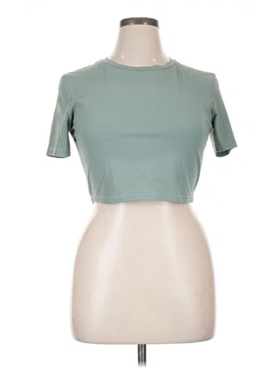 Pre-owned Gymshark Short Sleeve Top Green Mock Neckline Tops