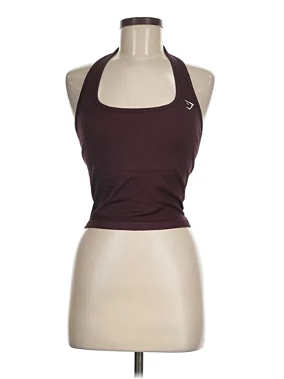 Pre-owned Gymshark Tank Top Burgundy Halter Neckline Tops
