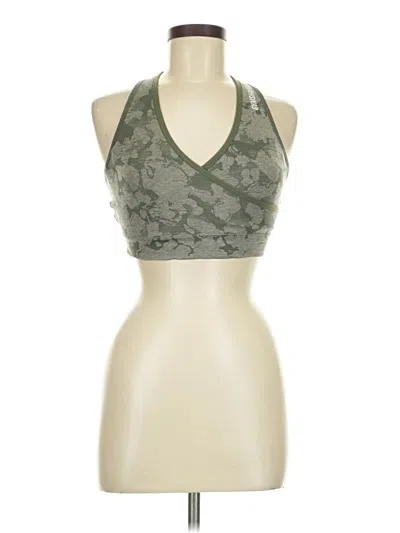Pre-owned Gymshark Tank Top Green Camo Pattern Halter Neckline Tops