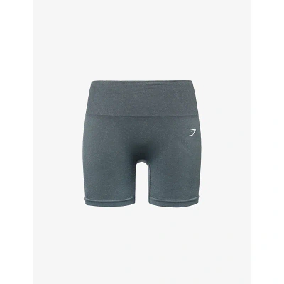 Gymshark Adapt Fleck Fitted High-rise Stretch-woven Shorts In 0015 Slt Teal/crgo Teal