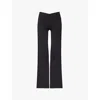 Gymshark Womens Black Crossover Waist Flared-leg Regular Stretch-woven Leggings In Black