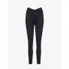 Gymshark Womens Black Gym-kit Cross-over Waistband Logo-print Stretch-jersey Leggings In Black