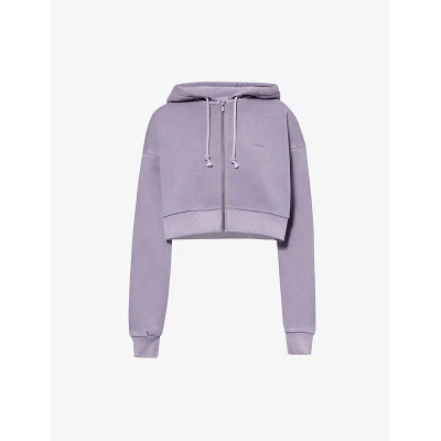 Gymshark Everywear Comfort Brand-print Cotton-jersey Hoody In Fog Purple/pgmnt Grm D+w