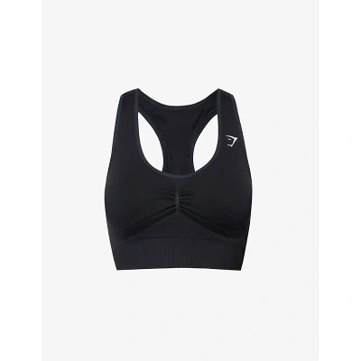 Gymshark Contour Stretch-woven Sports Bra In Gs Black/gs Black Marl
