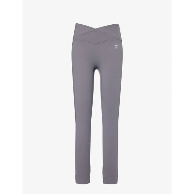 Gymshark Womens Gs Brushed Grey Crossover High-rise Stretch-woven Leggings