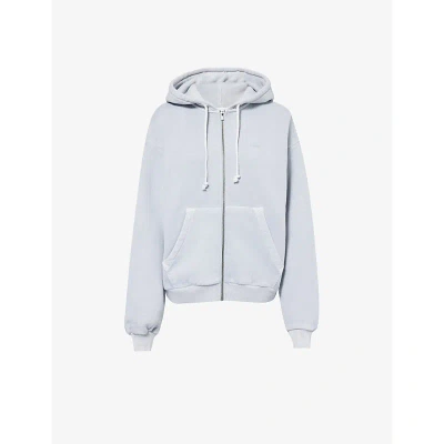 Gymshark Everywear Comfort Brand-print Cotton-jersey Hoody In Ice Grey/pgmnt Grm D+w