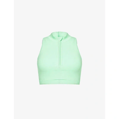 Gymshark Womens Radiant Green Everywear Seamless Logo-print Stretch-jersey Top