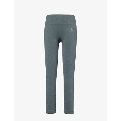 Gymshark Adapt Fleck High-rise Fitted Stretch-woven Leggings In Slate Teal/ Cargo Teal