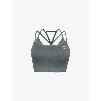 Gymshark Adapt Fleck Fitted Stretch-woven Sports Bra In Slt Teal/ Crgo Teal