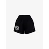 Gymshark Womens Black Collegiate Graphic Fleece Cotton-jersey Shorts Xs