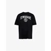 Gymshark Womens Black Collegiate Graphic Oversized Cotton-jersey T-shirt Xs