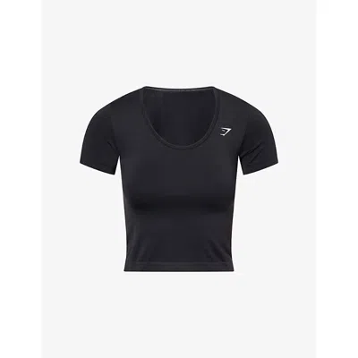 Gymshark Womens Everyday Seamless Short-sleeve Jersey T-shirt Black Xxl