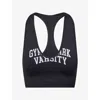 Gymshark Womens Black Lift Varsity Seamless Cropped Stretch-jersey Tank Top In Black