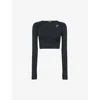 Gymshark Womens Black Marl Vital Seamless 2.0 Stretch-jersey Crop Top In Black Marl