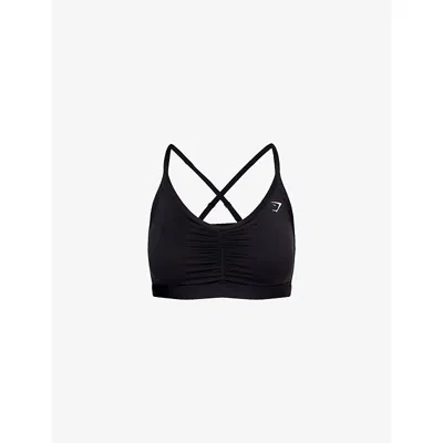 Gymshark Womens Black Ruched Medium-support Sports Bra