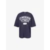 Gymshark Womens Blue Varsity Text-print Stretch-cotton T-shirt In Blue