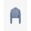 Gymshark Womens Blue Waffle Midi Zip-up Stretch-woven Track Jacket In Blue