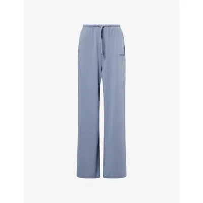 Gymshark Womens Blue Waffle Wide-leg Stretch-woven Trousers