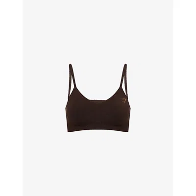 Gymshark Womens Brown Luxe Seamless Modal-jersey Bralette Xl