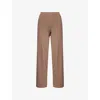 Gymshark Womens Brown Ribbed Straight-leg Cotton-jersey Trousers In Multi