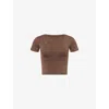 Gymshark Womens Brown Soft Sculpt Midi Stretch-jersey T-shirt Xs In Brown