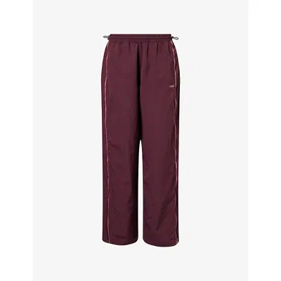 Gymshark Womens Cherry Purple/reset Pink To From Straight-leg Woven Jogging Bottoms In Burgundy