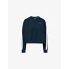 Gymshark Womens Dp Petrl/smk Blu/sft Wht Piping Midi Crewneck Cotton-jersey Sweatshirt In Blue
