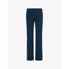 Gymshark Womens Piping Wide-leg Cotton-jersey Trousers Dp Petrl/smk Blu/sft Wht In Blue