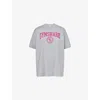 Gymshark Womens Grey Collegiate Graphic Oversized Cotton-jersey T-shirt Xs In White
