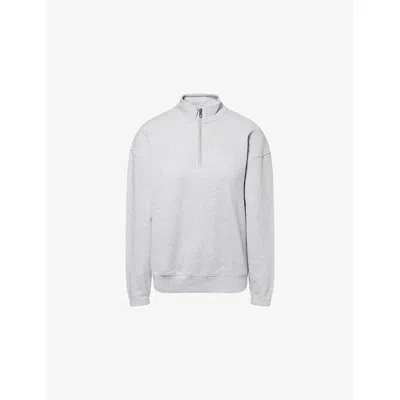 Gymshark Womens Rest Day 2.0 Quarter-zip Cotton-jersey Hoody Grey