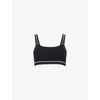 Gymshark Womens Gs Black Contrast Seamless Double-straps Stretch-woven Sports Bra Xxl In Gs Black