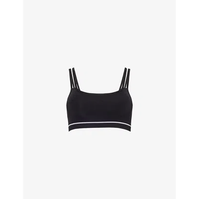 Gymshark Womens Gs Black Contrast Seamless Double-straps Stretch-woven Sports Bra Xxl