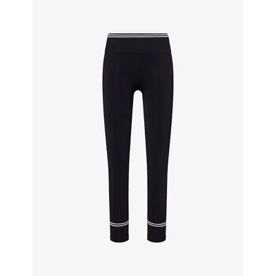 Gymshark Womens Gs Black Contrast Seamless Striped Tapered-leg Mid-rise Stretch-woven Leggings