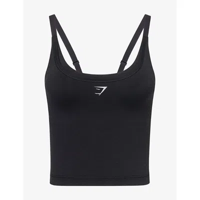 Gymshark Womens Gs Black Interval Seamless Midi Jersey Tank Top